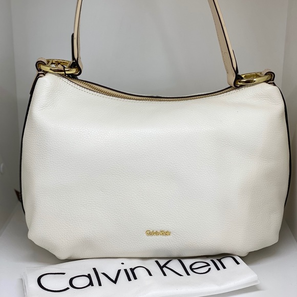calvin klein pebble leather hobo